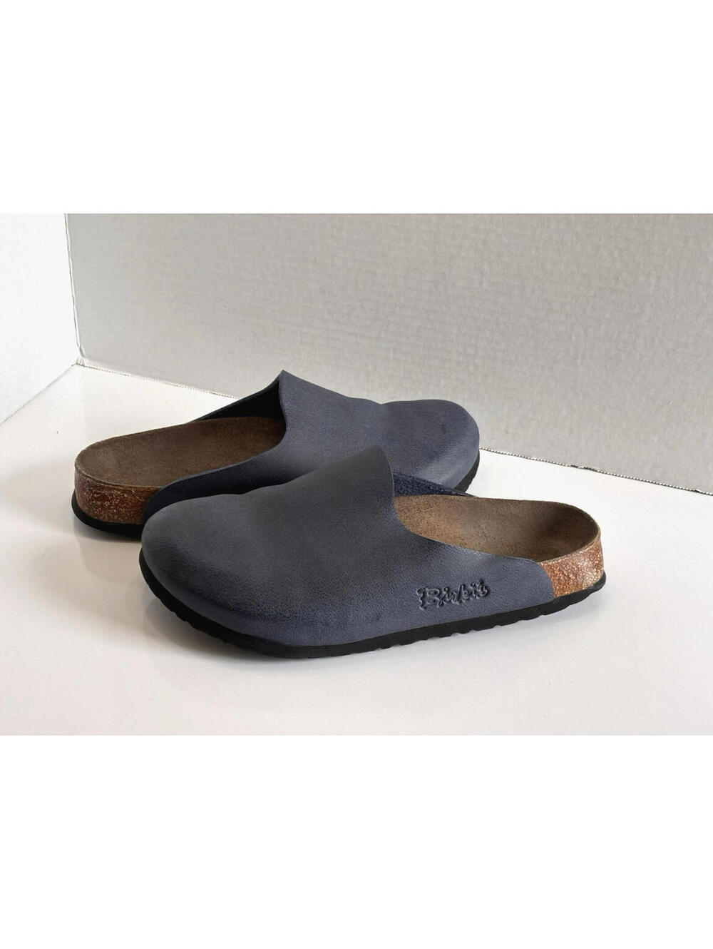 Birkenstock Birki’s Amsterdam Women Size 7 Blue Leather Slip On Mule Comfy Clogs